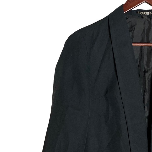 Express Black Lined Long Sleeve Open Front Folded Sleeves Blazer 2 - Picture 5 of 14